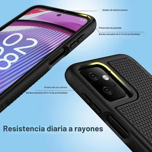 Vista 4 de FNTCASE Funda para Moto G 5G 2023/G Power 5G 2023: doble capa Negro