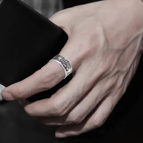 Vista 7 de Anillo de Feng Shui ajustable decorativo ligero masculino chino Feng Shui Pixiu anillo de dedo joyería retro