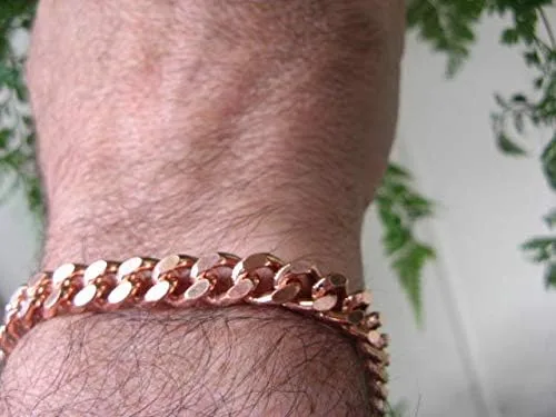 Vista 2 de Pulsera de eslabones de cobre sólido CB644G de 8 12 pulgadas para hombre - 516 de pulgada de ancho., Cobre