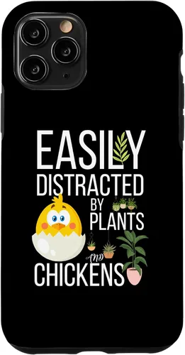 Vista 10 de iPhone 15 divertida cita de granja, fácil de distraer con plantas y pollos caso