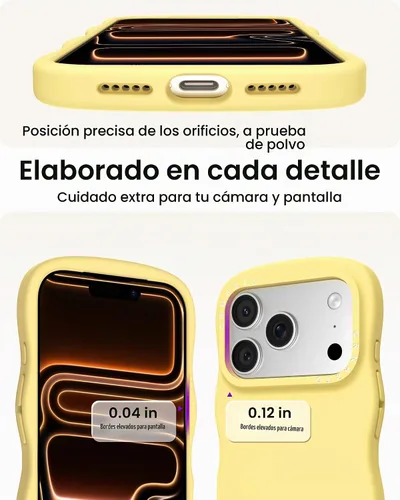 Vista 4 de ORNARTO Funda para iPhone 17 Pro de 6.3", silicona líquida ondulada a prueba de golpes con protección contra caídas y botón de control de cámara