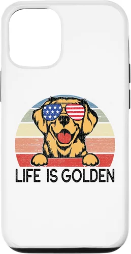 Vista 11 de Carcasa dorada para iPhone 12 mini Golden Retriever Dogs Life is Golden