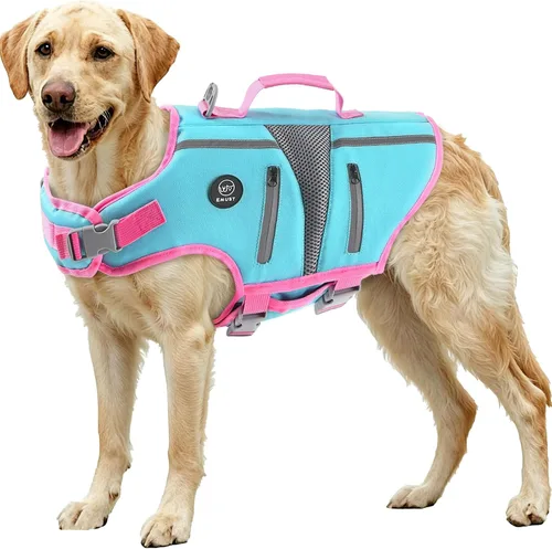 Vista 8 de EMUST Chalecos salvavidas ajustables para perros pequeños con flotabilidad mejorada, chaleco de natación pequeño con asa de rescate duradera