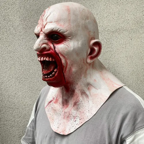 Vista 6 de Bulex Máscara de zombi espeluznante accesorios de Halloween, máscara facial realista aterradora para fiesta de adultos, disfraz de cosplay