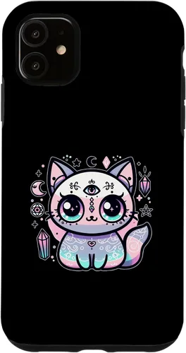 Vista 5 de iPhone 15 Kawaii Pastel Cat Ouija Creepy Occult Aesthetic Case
