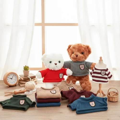 Vista 6 de Sratte 8 piezas de ropa para muñecas de peluche, ropa para osos de peluche, lindos accesorios para muñecas de peluche, suéter para oso, atuendo