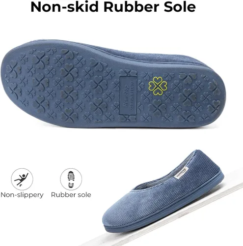 Vista 5 de HomeTop - Pantuflas para mujer con espuma viscoelástica, forro de terciopelo coral y estilo mocasín