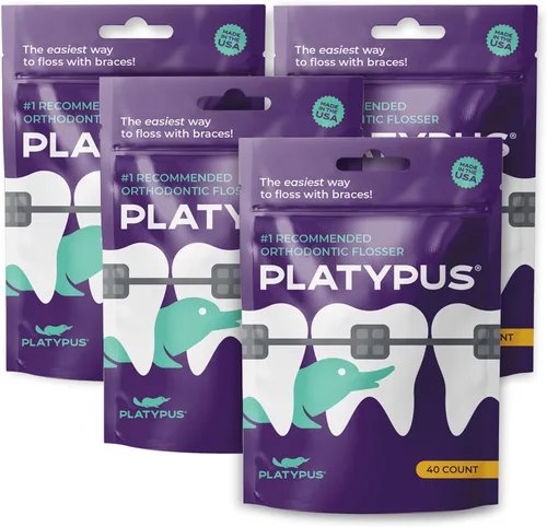 Vista 10 de Platypus Hilos Dentales para Aparechos - Paquete Familiar - Estructura Única que se Ajusta Bajo el Arco, Aumenta el Cumplimiento del Uso del Hilo