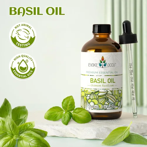Vista 7 de EVOKE OCCU Aceite esencial de albahaca para difusor de masaje de piel y fabricación de velas, 4 onzas líquidas Aroma fresco y herbáceo para hacer