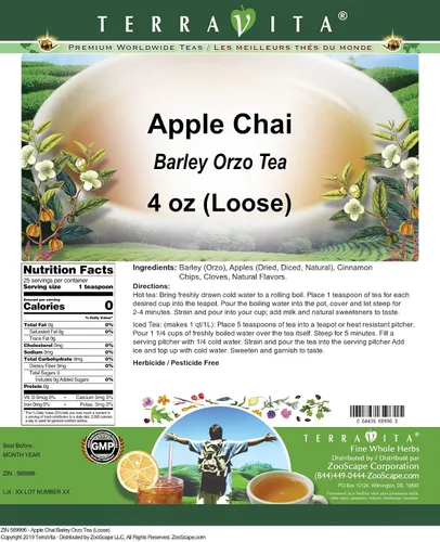 Vista 2 de Té Orzo de Cebada Chai de Manzana (Suelto) (4 oz, ZIN: 569996)