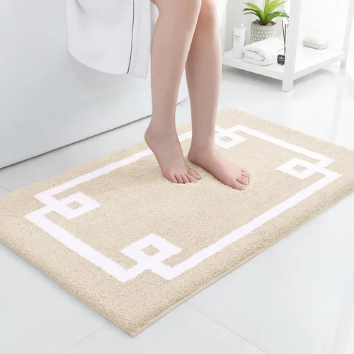 Vista 9 de HOMEIDEAS Alfombra de baño, suave y absorbente de agua, alfombra de microfibra de felpa esponjosa antideslizante para bañera y ducha