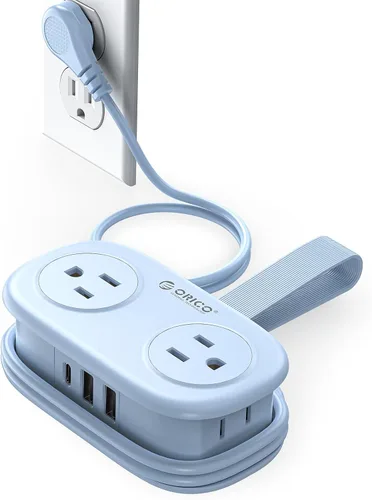 Vista 12 de Regleta de alimentación de viaje, ORICO 4 tomas de corriente 3 puertos USB (1 USB C) con cable de extensión corto envuelto de 4 pies, regleta