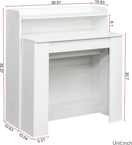 Vista 4 de Mesa de comedor extensible moderna con almacenamiento
