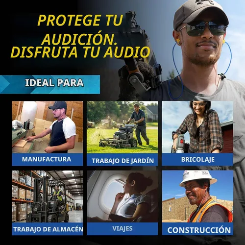 Vista 3 de Plugfones Basic Pro - Auriculares Bluetooth con Tapones de Espuma para los Oídos - Protección Auditiva NRR de 27 dB - Auriculares Inalámbricos