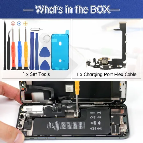 Vista 6 de Reemplazo para iPhone 11 Pro Max Puerto de carga Dock Conector para iPhone 11 Pro Max Puerto de carga Reemplazo USB Cargador Junta Flex Cable