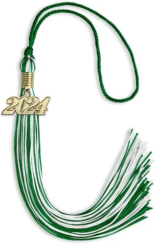 Vista 331 de Endea Graduation - Borla de doble color mixto con fecha dorada (negro/dorado antiguo, 2021)