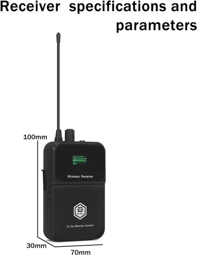 Vista 2 de W IN-MIX EM100 UHF Sistema de monitor intrauditivo inalámbrico 1 Bodypacks Sistema IEM mono, tecnología PLL, rango de 300 pies, latencia ultrabaja
