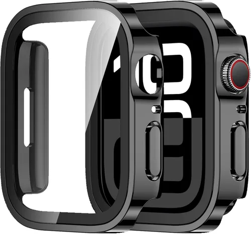 Vista 13 de Amizee Paquete de 2 fundas compatibles con Apple Watch de 1.575 pulgadas Series 6/5/4/SE con protector de pantalla integrado, carcasa rígida
