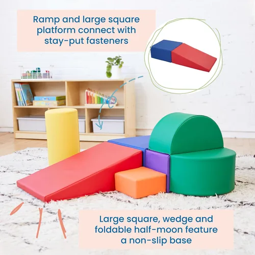 Vista 5 de ECR4Kids SoftZone Crawl and Climb Playtime Playset, bloques de construcción, surtido, 6 piezas