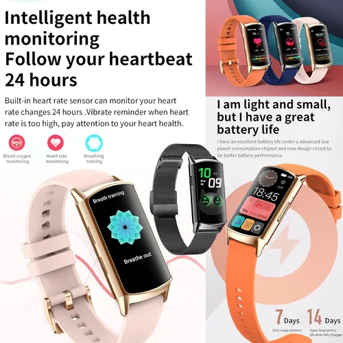 Vista 5 de Reloj inteligente (respuesta/haz llamadas) para mujer, reloj inteligente AMOLED de 1.58 pulgadas para iPhone Android, rastreador de actividad