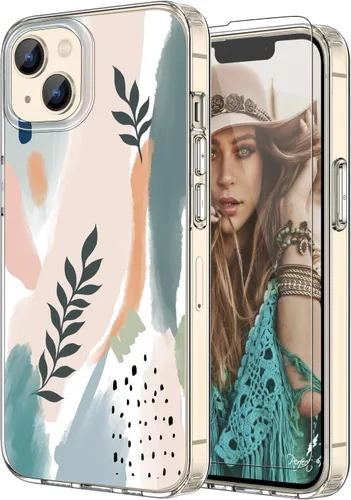 Vista 13 de Funda para iPhone 12 para mujer, [con protector de pantalla] ajuste delgado, diseño floral bohemio, lindo iPhone 12 Pro, patrón que nunca se