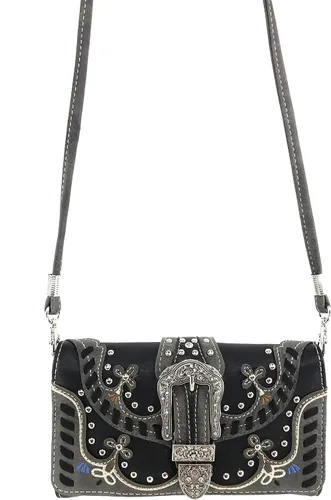 Vista 3 de Zelris Western mocasín flor hebilla mujer Crossbody muñeca Trifold cartera