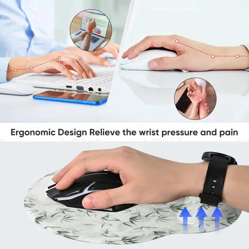 Vista 5 de RICHEN - Tapete ergonómico para mouse con soporte de muñeca, base de goma antideslizante para computadora, portátil y Mac, reposabrazos ligero