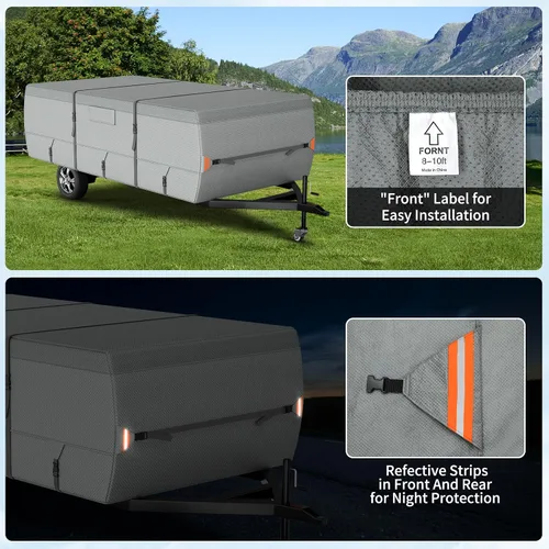 Vista 6 de 7 capas impermeables Pop Up Camper Tent Trailer Cover 8'-10
