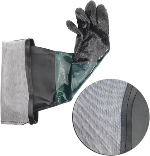 Vista 9 de Guantes de goma para gabinete de chorro de arena de 23.6 pulgadas, guantes de chorro de arena para gabinete abrasivo de chorro de arena