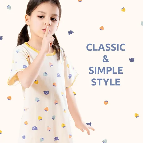 Vista 3 de BANGSAUR Vestido para niña, paquete de 2 camisetas de algodón suave, 3-10 años