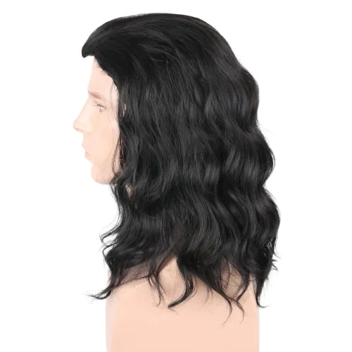 Vista 4 de Peluca de fiesta de disfraces de Halloween de cabello rizado para hombre negro