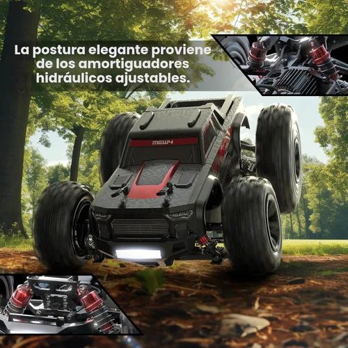 Vista 2 de MEW4 Coche RC sin escobillas de 1/16, camiones todoterreno RC 4X4, autos RC portátiles rápidos 26.1 mi/h para adultos, auto RC de alta velocidad
