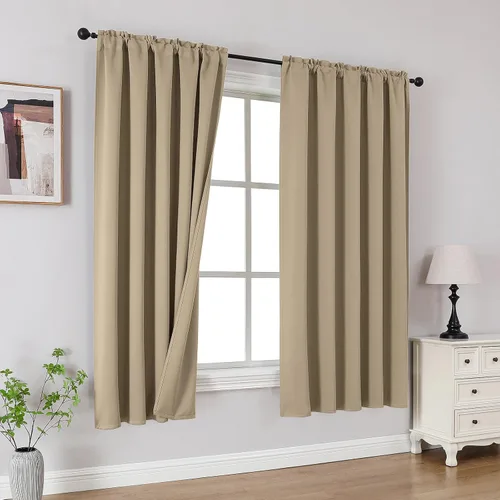 Vista 36 de CUCRAF Cortinas Opacas Beige de 45 Pulgadas, con Aislamiento Térmico Reductor de Ruido con Bolsillo para Barra, Cortinas de Ventana para Dormitorio