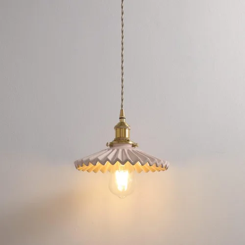 Vista 9 de Lámpara colgante de cerámica negra para isla de cocina, pantalla festoneada de cerámica, estilo granja, vintage, luces colgantes de techo