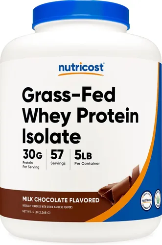 Vista 6 de Nutricost Proteína de suero de leche alimentada con pasto (chocolate) 2 libras, sin OMG, sin gluten, sabores naturales