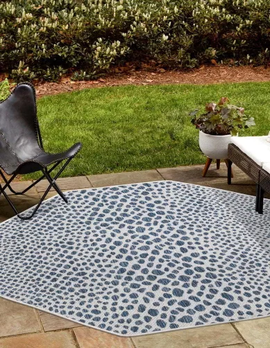 Vista 61 de Unique Loom Outdoor Collection Alfombra de área - Ciudad del Cabo (2' 2' x 3' 1' Rectángulo, Azul/Oliva)