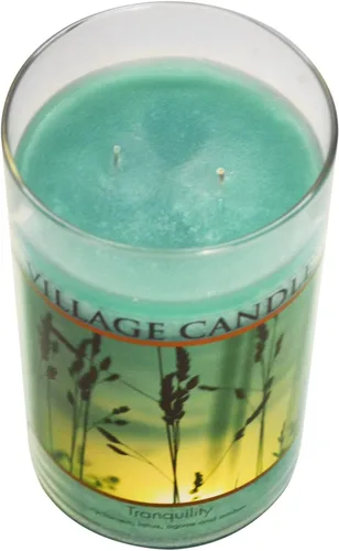 Vista 2 de Village Candle Tranquility - Vela en tarro grande de 19 onzas, colección Traditions, color verde
