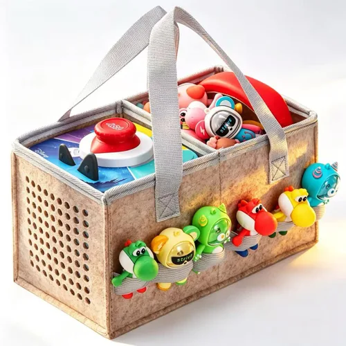 Vista 11 de Estuche de transporte Pisosn para juego de iniciación Toniebox y figuras Tonies, bolsa plegable de tela de fieltro para juguetes musicales de viaje
