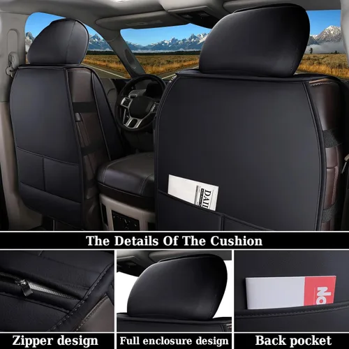 Vista 2 de Coverado - Fundas de asiento compatibles con Dodge Ram 2002-2024 1500 2500 3500 Pickup Limited Laramie Big Horn, protectores de cuero impermeables