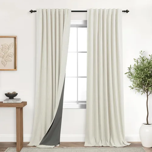 Vista 97 de KOUFALL - Cortinas de medio estilo francés de lino para ventana, juego de 2 cortinas cortas de 40 pulgadas de longitud, para privacidad, cortinas