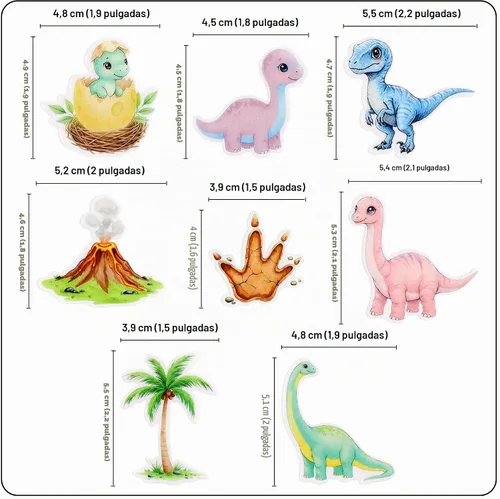 Vista 2 de 40 piezas de dinosaurios comestibles para cupcakes, huevos de dinosaurio volcán, palillos de cupcakes, lindos dinosaurios, selecciones de comida
