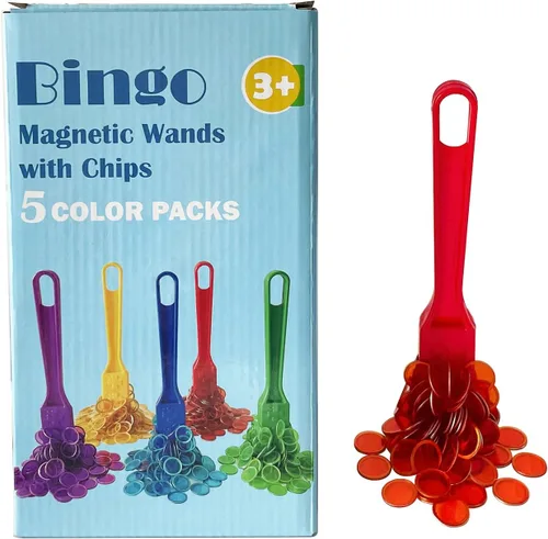 Vista 7 de Yuanhe Juego de fichas de bingo magnéticas, varitas magnéticas de 5 colores con 500 fichas de metal para contar y clasificar, actividades educativas