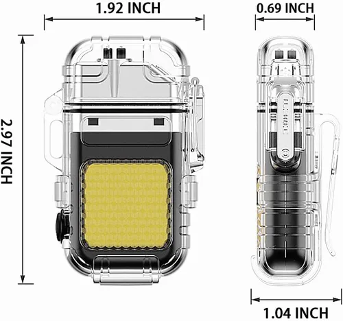Vista 6 de Encendedor eléctrico de arco al aire libre, encendedor recargable por USB, linterna LED, encendedor de plasma de doble arco perfecto para camping
