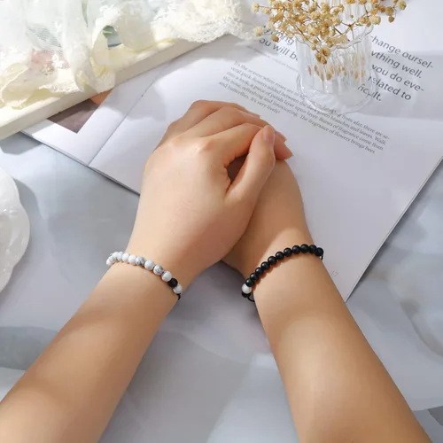 Vista 2 de UNGENT THEM - Pulseras Pinky Promise para parejas o mejores amigos juego de pulseras para relaciones a distancia bisutería de regalo para mujeres
