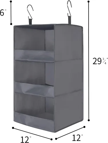 Vista 7 de GRANNY SAYS Paquete de 3 contenedores rectangulares de tela y 2 organizadores colgantes para armario para dormitorio