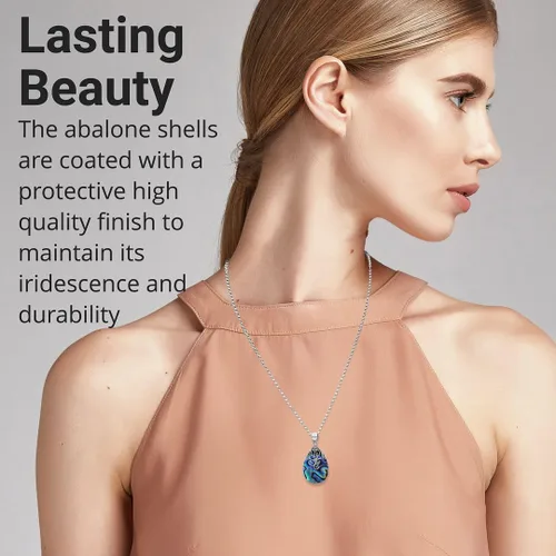 Vista 5 de Shop LC - Colgante de concha de abulón en plata de ley 925, joyería bohemia de abulón hecha a mano genuina para mujer, colgantes de abulón natural