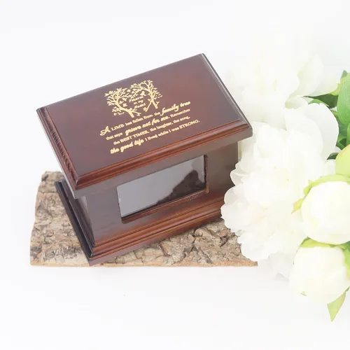 Vista 7 de Urnas Pequeñas de Madera de 5.5 Pulgadas para Cenizas, Urnas Memoriales Funerarias con Marco para Fotos, Urnas Pequeñas de Recuerdo, Cajas y Ataúdes