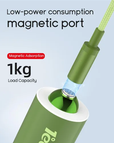 Vista 6 de Juego de cargador magnético, bloque de carga rápida de 20 W con cable de 6 pies, innovador cable de nailon magnético compatible con iPhone