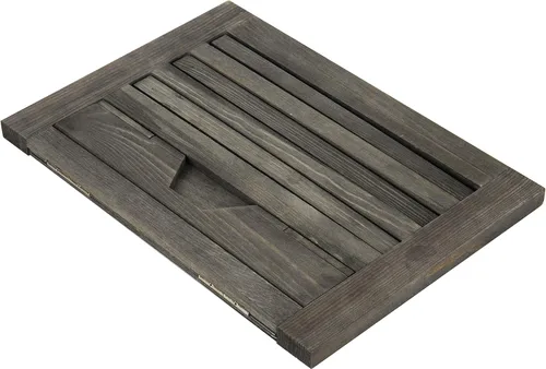 Vista 6 de MyGift Soporte para libros de cocina de madera gris rústica, ajustable y plegable, carpeta de recetas y soporte para tableta