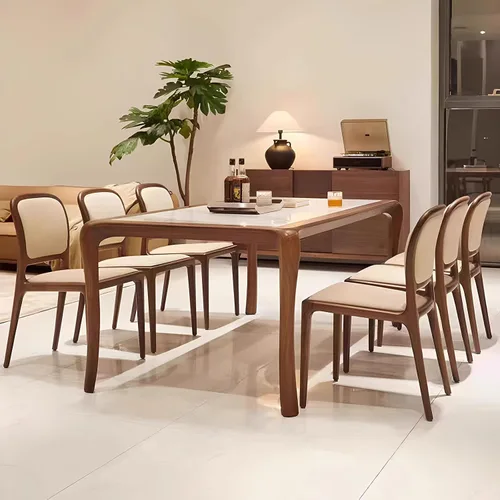 Vista 8 de Sillas de comedor de madera sin brazos, sillas de cocina de comedor, silla de escritorio de cocina de nogal con soporte trasero, silla de Negro
